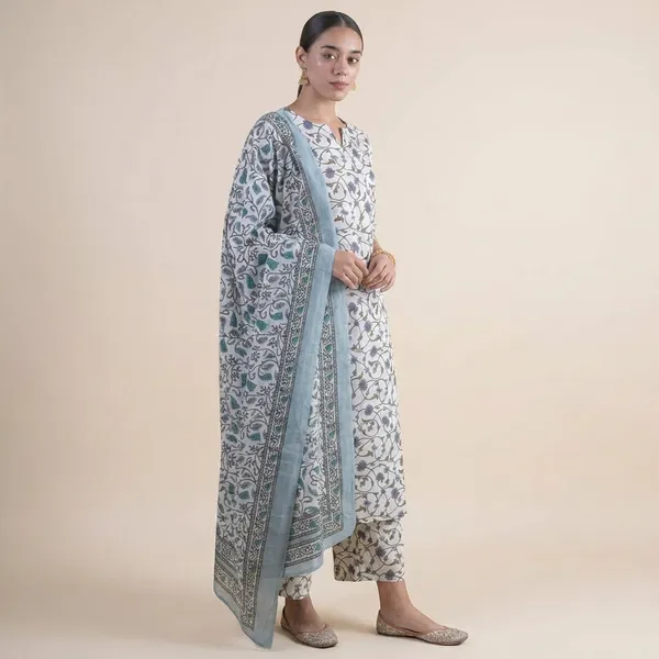 Kalamkari_Print_Kurta_Pant_Set_With_Dupatta