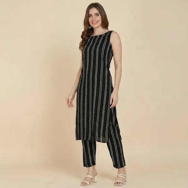Women_S_Stripe_Print_Sleeveless_Kurta_Pant_Set