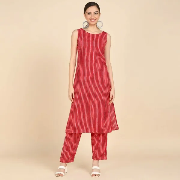 Women_S_Stripe_Print_Sleeveless_Kurta_Pant_Set