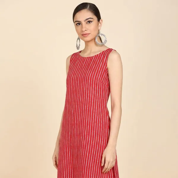Women_S_Stripe_Print_Sleeveless_Kurta_Pant_Set