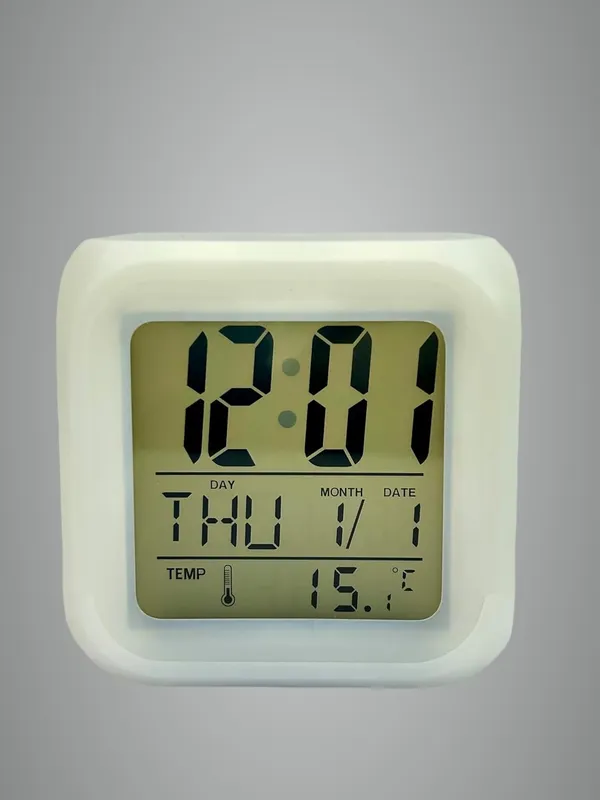 White_Plastic_Alarm_Clock_For_Home