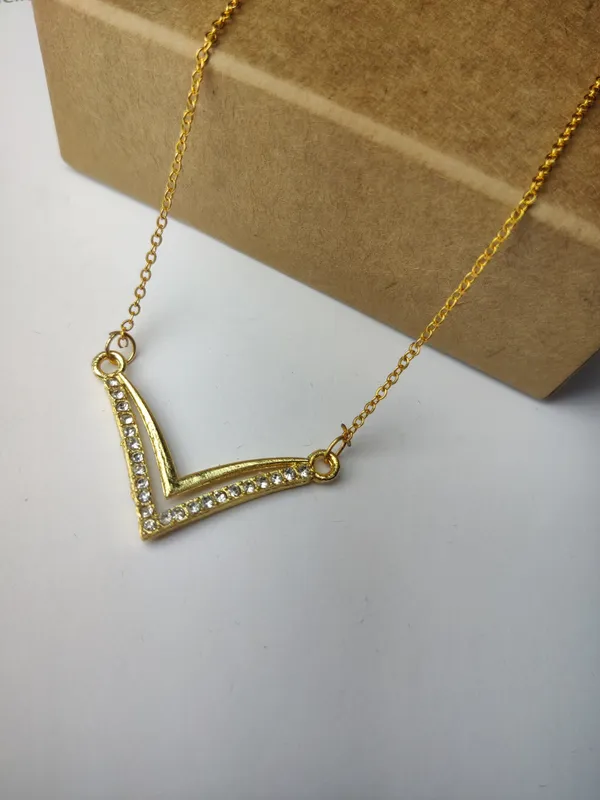 Gold_Brass_Premium_Double_V_Pendant_And_Infinity_Pendant_Combo_For_Women_(Pack_Of_2)