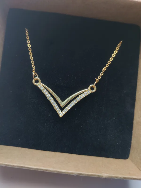 Gold_Brass_Premium_Double_V_Pendant_And_Infinity_Pendant_Combo_For_Women_(Pack_Of_2)