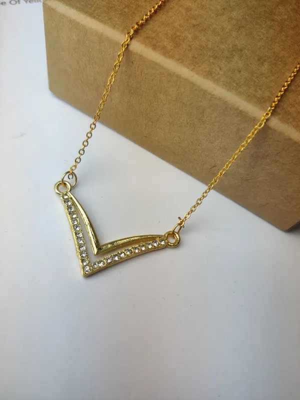 Gold_Brass_Premium_Double_V_Pendant_And_Infinity_Pendant_Combo_For_Women_(Pack_Of_2)