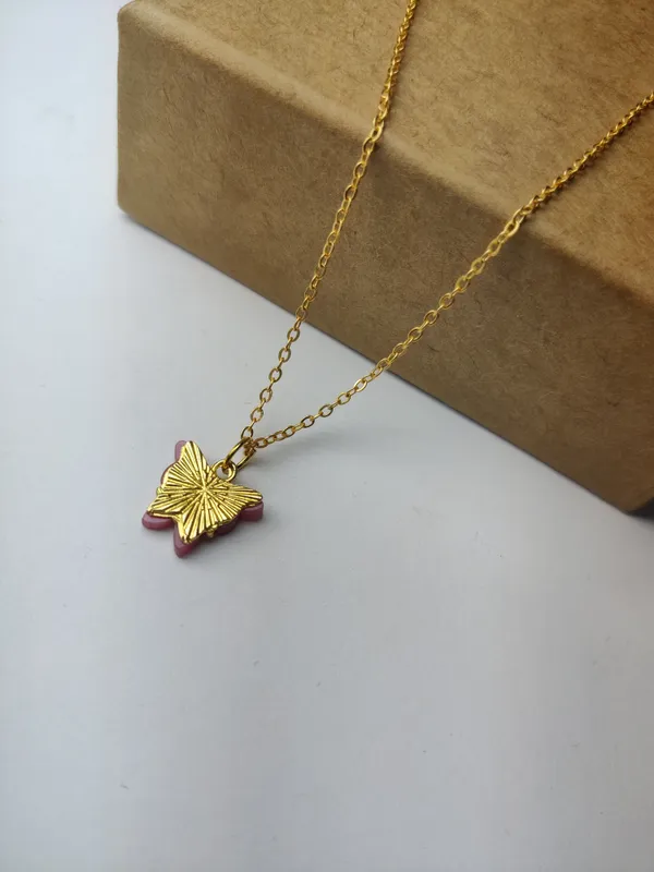 Gold_And_Pink_Brass_Premium_Acrilyc_Butterfly_Pendant_For_Women
