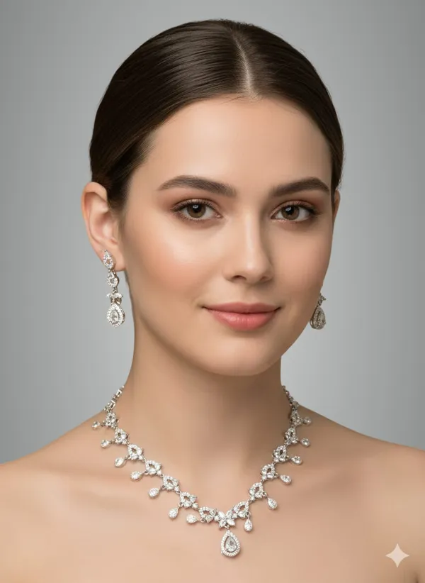 Silver_Brass_Necklace_set_For_women