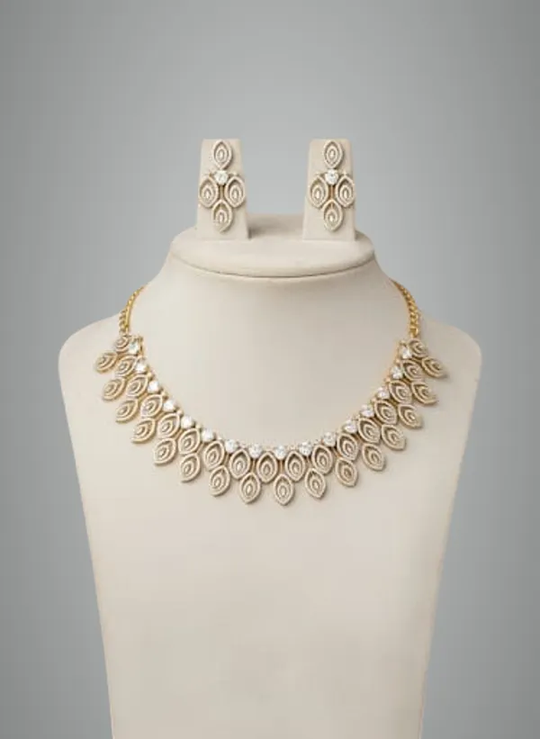 Gold_with_White_stones_Brass_Necklace_set_For_women