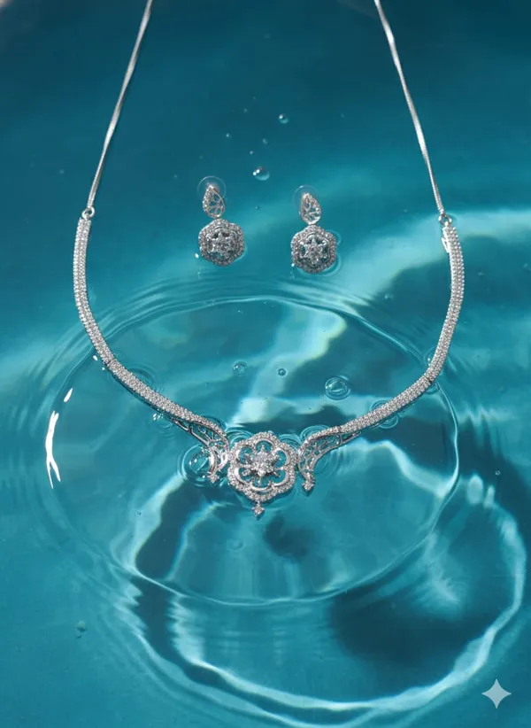 Silver_&_white_Brass_Necklace_set_For_women