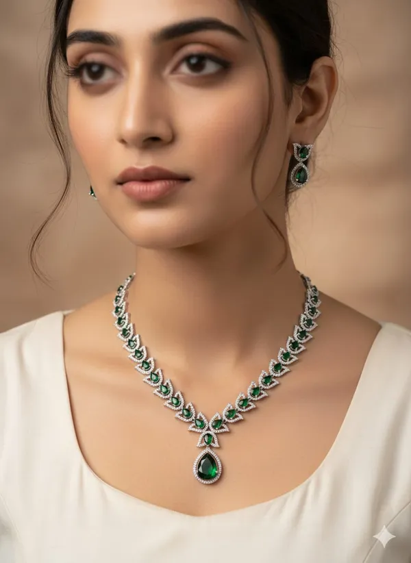 Silver_Brass_Necklace_set_For_women