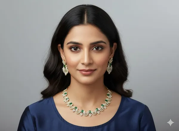 Silver_with_Emerald_Green_Stones_&_White_AD_Brass_Necklace_set_For_women