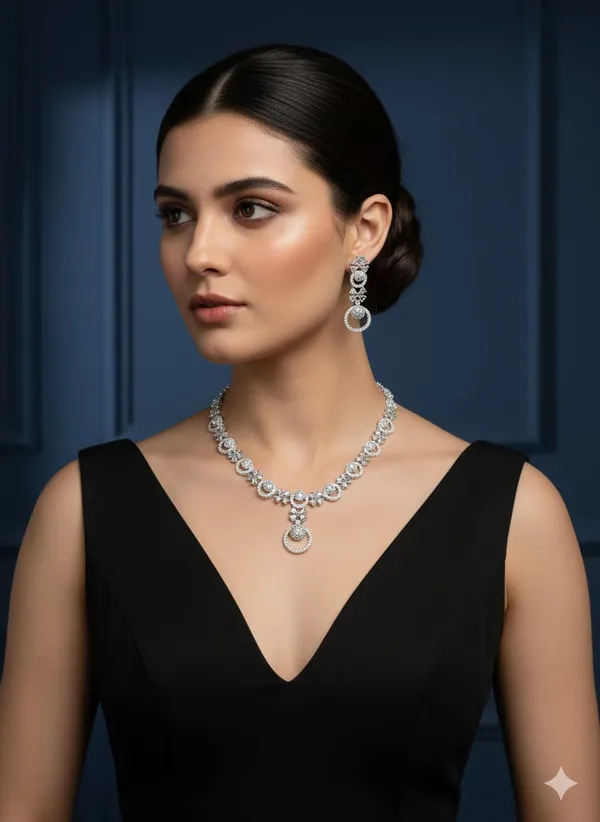 Silver_Brass_Necklace_set_For_women
