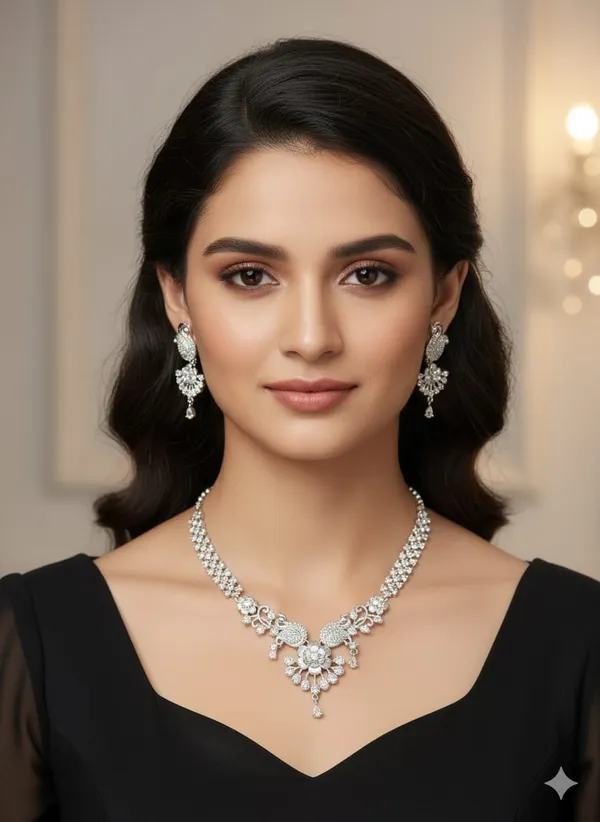 Silver_Brass_Necklace_set_For_women
