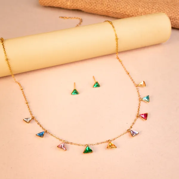 Multi_Colour_Stone_Triangle_Charm_Necklace_Set
