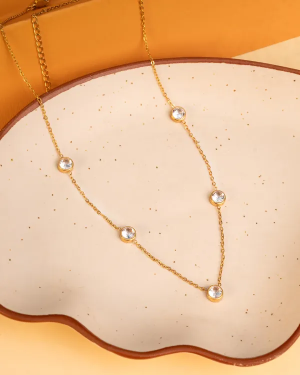 White_Stone_Charm_Necklace