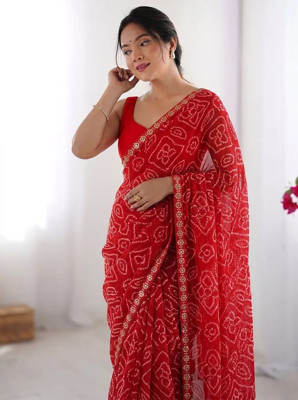 Classic_Red_Bandhej_Georgette_Saree_with_Lace_Border