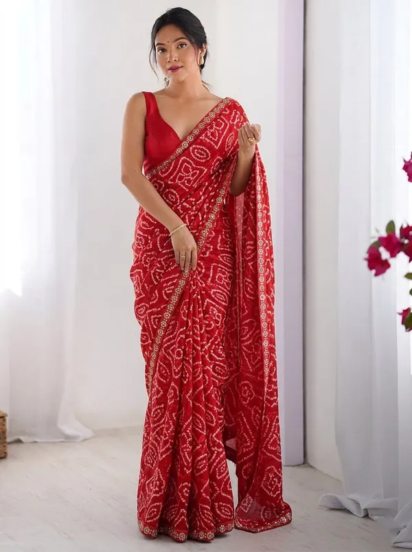 Classic_Red_Bandhej_Georgette_Saree_with_Lace_Border