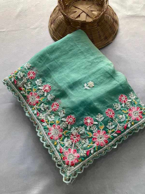 Seafoam_Wedding_Special_Party_Wear_Soft_Moss_Chiffon_Saree_For_Women