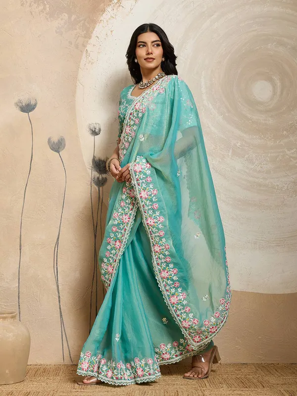 Seafoam_Wedding_Special_Party_Wear_Soft_Moss_Chiffon_Saree_For_Women