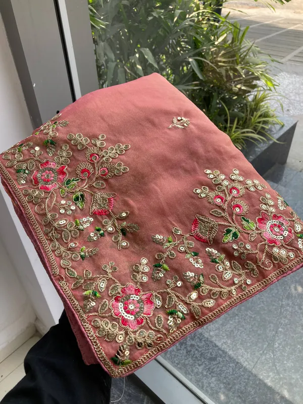 Rose_Wedding_Special_Party_Wear_Soft_Moss_Chiffon_Saree_For_Women