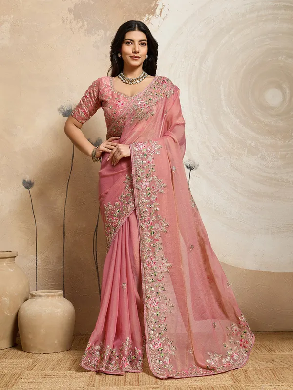 Rose_Wedding_Special_Party_Wear_Soft_Moss_Chiffon_Saree_For_Women
