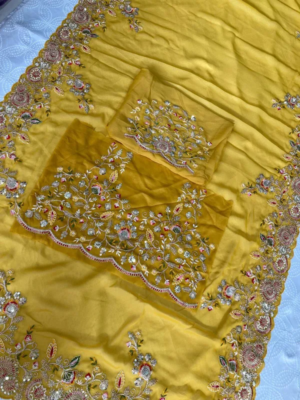 Yellow_Party_Wear_Soft_Star_Georgette_Saree_For_Women
