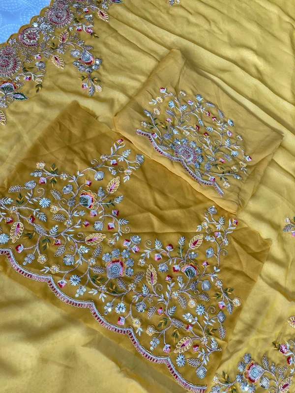 Yellow_Party_Wear_Soft_Star_Georgette_Saree_For_Women