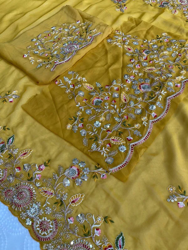 Yellow_Party_Wear_Soft_Star_Georgette_Saree_For_Women