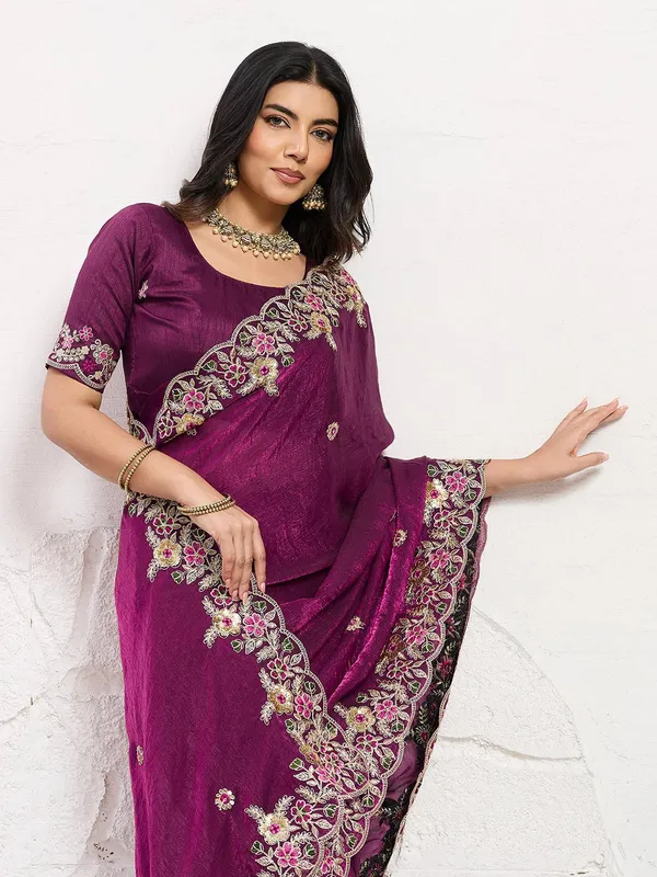 Purple_Soft_Space_Silk_Saree_For_Women