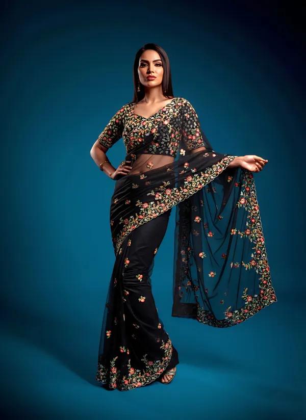 Sargam_Sarees_Midnight_Black_Party_Wear_Soft_Georgette_Saree_with_Heavy_Embroidery