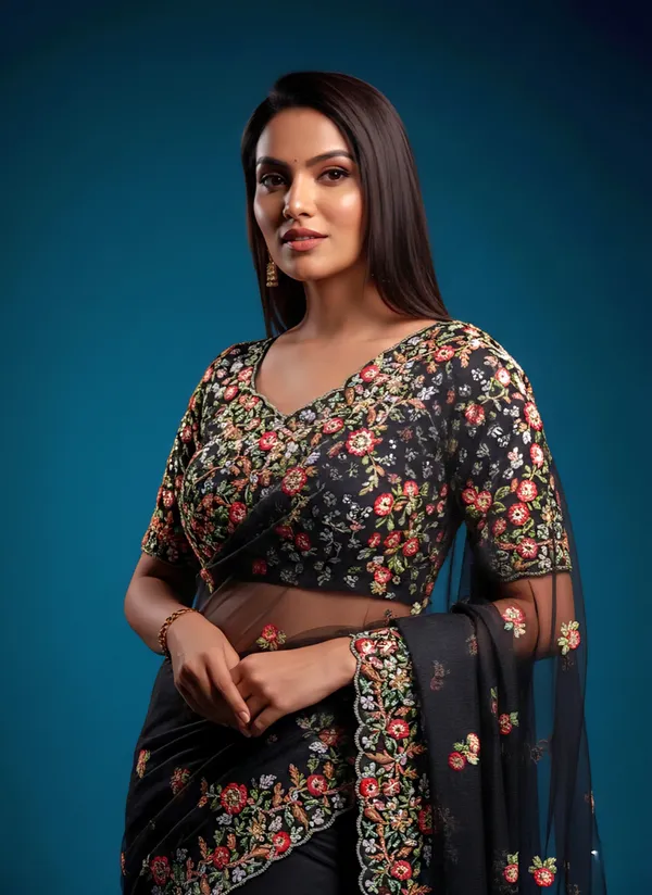 Sargam_Sarees_Midnight_Black_Party_Wear_Soft_Georgette_Saree_with_Heavy_Embroidery