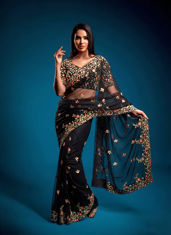 Sargam_Sarees_Midnight_Black_Party_Wear_Soft_Georgette_Saree_with_Heavy_Embroidery