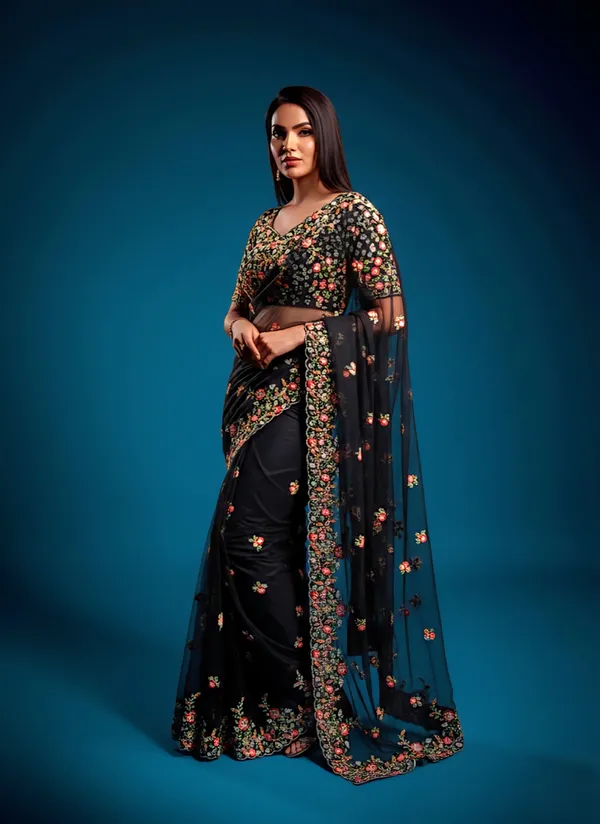 Sargam_Sarees_Midnight_Black_Party_Wear_Soft_Georgette_Saree_with_Heavy_Embroidery
