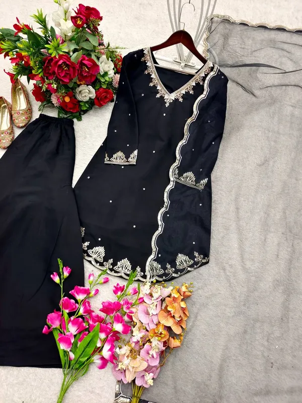 Black_Embroidered_Kurta_Palazzo_Set_with_Dupatta