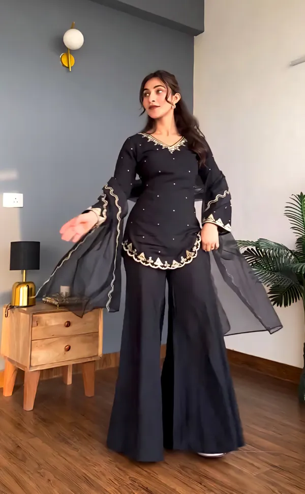 Black_Embroidered_Kurta_Palazzo_Set_with_Dupatta