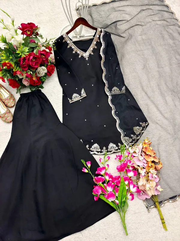 Black_Embroidered_Kurta_Palazzo_Set_with_Dupatta