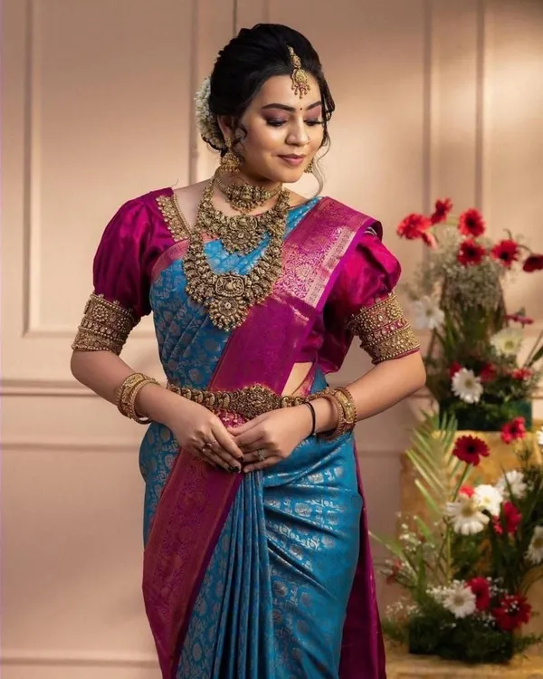 Pink_and_Blue_Kanjivaram_Silk_Saree_|_Soft_Litchi_Silk_|_Jacquard_Work