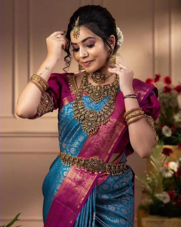 Pink_and_Blue_Kanjivaram_Silk_Saree_|_Soft_Litchi_Silk_|_Jacquard_Work