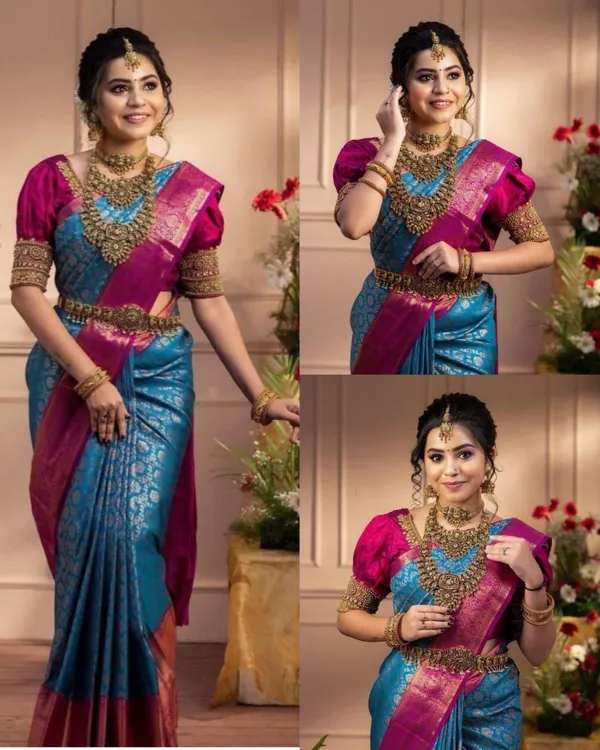 Pink_and_Blue_Kanjivaram_Silk_Saree_|_Soft_Litchi_Silk_|_Jacquard_Work