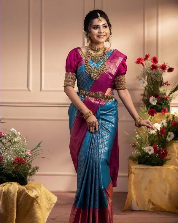 Pink_and_Blue_Kanjivaram_Silk_Saree_|_Soft_Litchi_Silk_|_Jacquard_Work