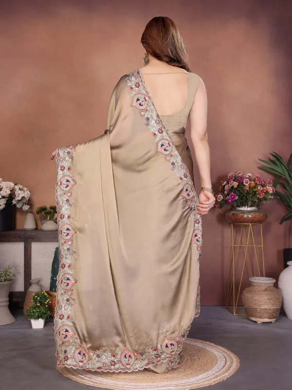 Classic_Mocha_Brown_Party_Wear_Soft_Rangoli_Silk_Saree