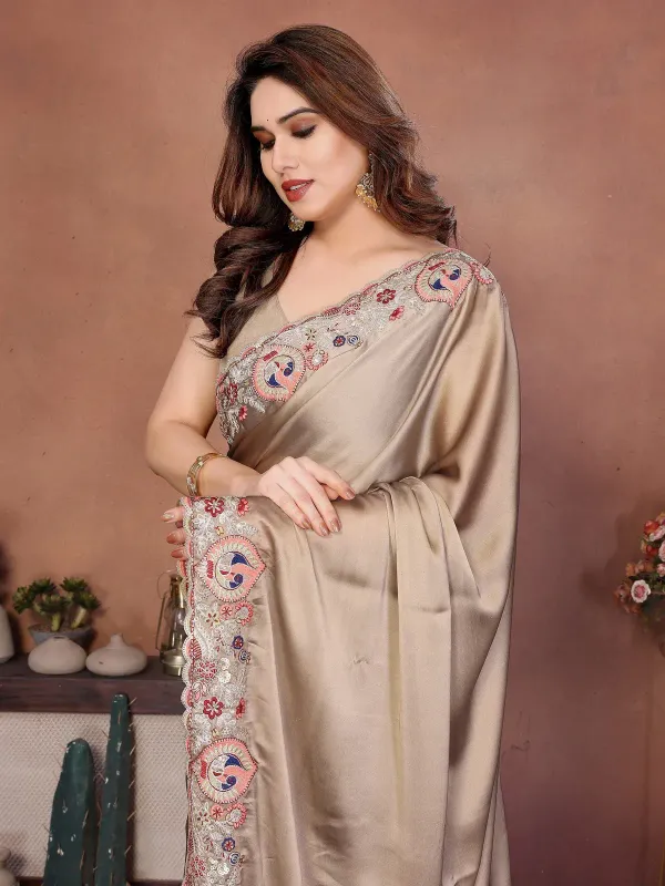 Classic_Mocha_Brown_Party_Wear_Soft_Rangoli_Silk_Saree