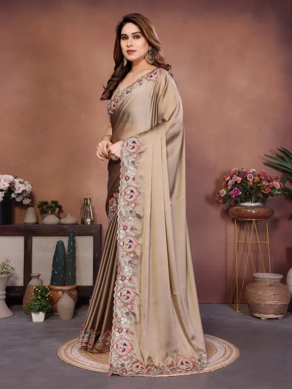 Classic_Mocha_Brown_Party_Wear_Soft_Rangoli_Silk_Saree