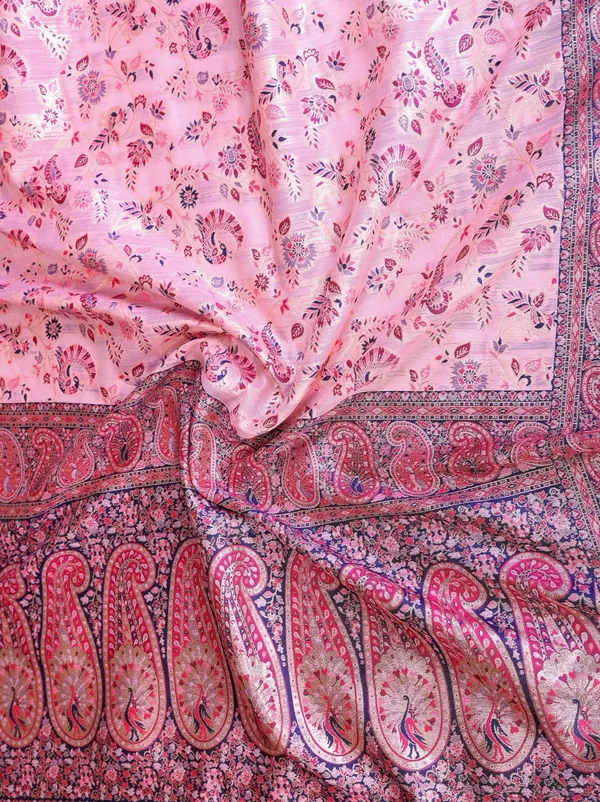 Blush_Pink_&_Navy_Blue_Wedding_Wear_Pashmina_Silk_Saree_with_Kashmiri_Thread_Woven_Pallu