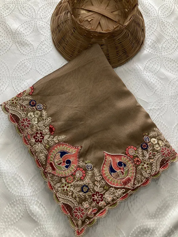 Classic_Mocha_Brown_Party_Wear_Soft_Rangoli_Silk_Saree