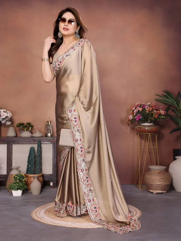 Classic_Mocha_Brown_Party_Wear_Soft_Rangoli_Silk_Saree