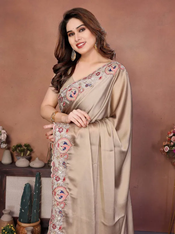 Classic_Mocha_Brown_Party_Wear_Soft_Rangoli_Silk_Saree