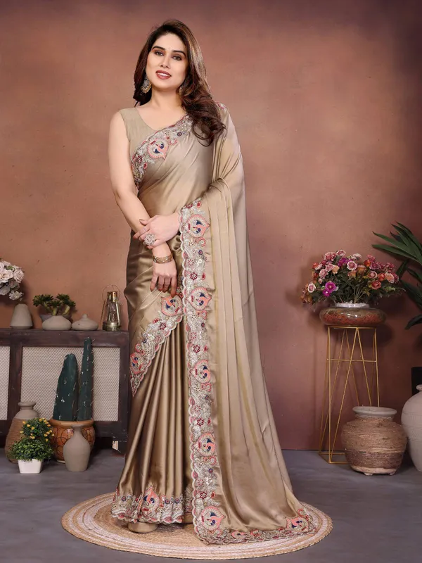 Classic_Mocha_Brown_Party_Wear_Soft_Rangoli_Silk_Saree