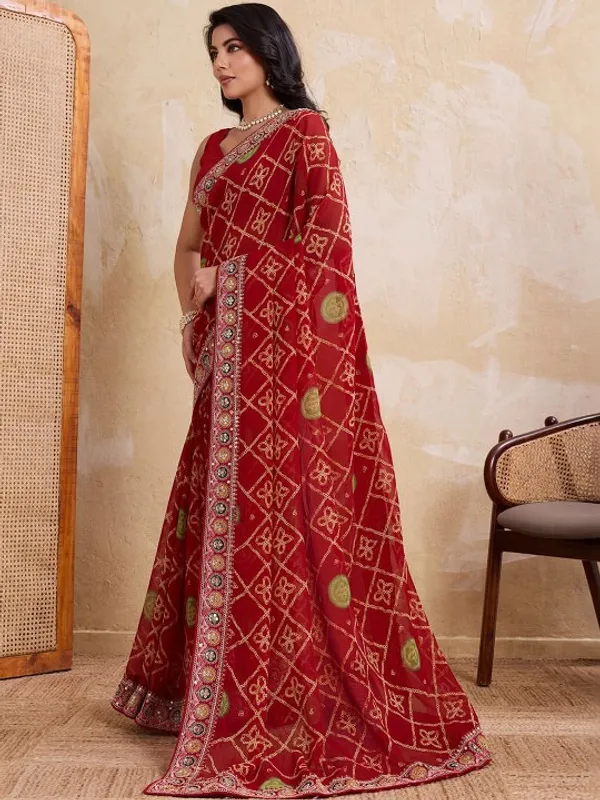 Crimson_Rajwadi_Red_–_Devki3_Bandhej_Wedding_Georgette_Saree