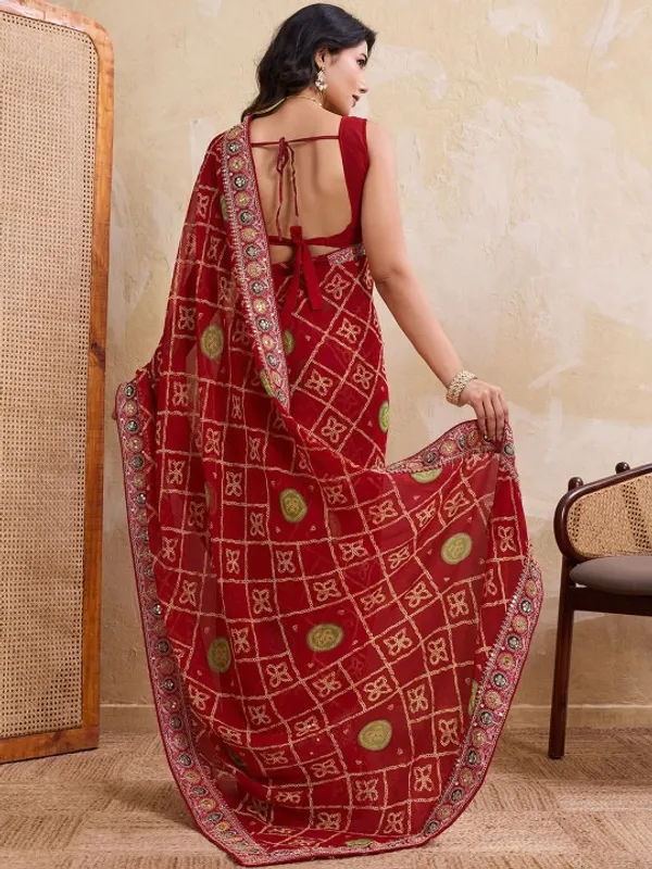 Crimson_Rajwadi_Red_–_Devki3_Bandhej_Wedding_Georgette_Saree