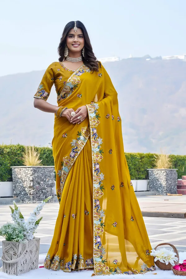 Designer_Mustard_Yellow_Embroidered_Satin_Chiffon_Saree_–_Wedding_&_Festive_Wear